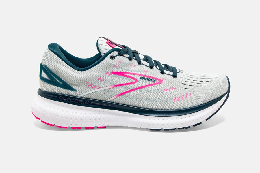 Brooks Glycerin 19 Road Running Shoes Womens White/Pink 507649-XSF